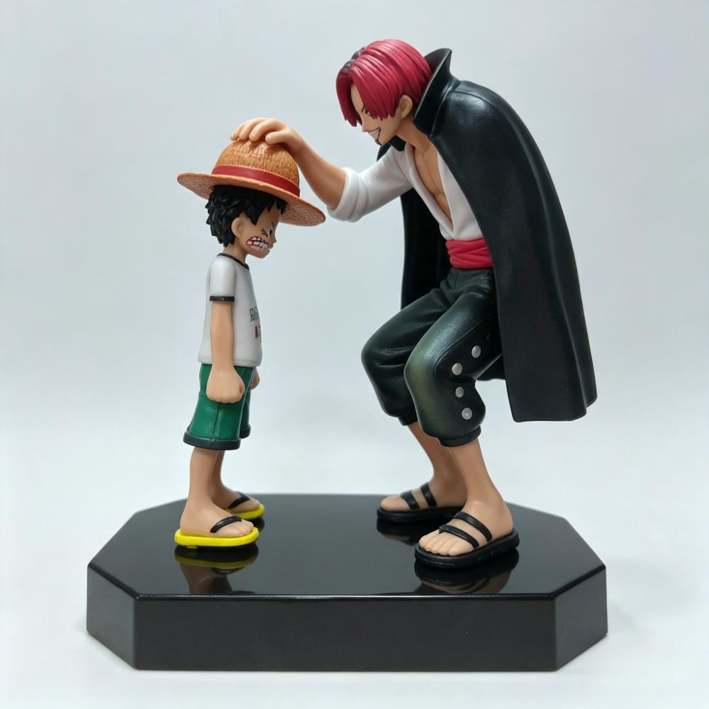 18cm One Piece Shanks Luffy Figure Anime Straw Hat Boy PVC Model Desktop Decor Collectible Statue Gift