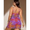 2026 New European and American Plus Size Sexy Split Tankini Leopard Print V-neck Sling One-piece Swimming