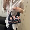 Pink Star Purse and Handbags Aesthetic Plaid Denim Shoulder Bag Punk Leisure Outdoor Crossbody Bag For Women