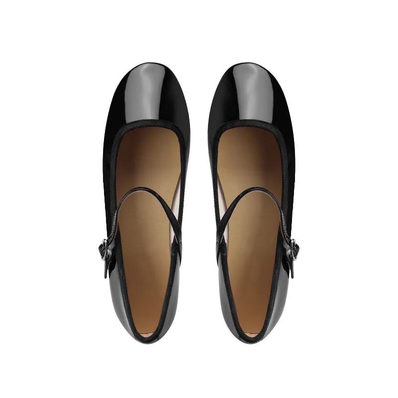 

Women Flats Mary Jane Ballet Shoes Female Round Toe Glossy Leather Flats Female Dance Ballets Party Ball Bridal Wedding Shoes 41 чёрный