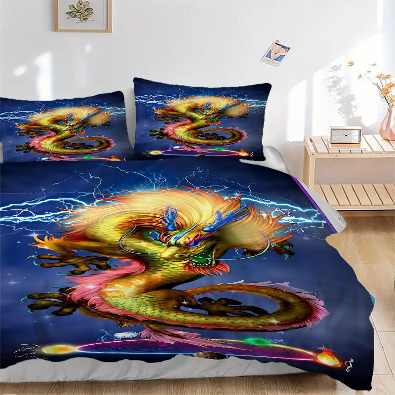 

3pcs Dragon Fantasy Artwork Duvet Cover Set - Includes 1 Duvet Cover and 2 Pillowcases, No Quilt Core, All-Season Home Decor yy251111092 135x200cm