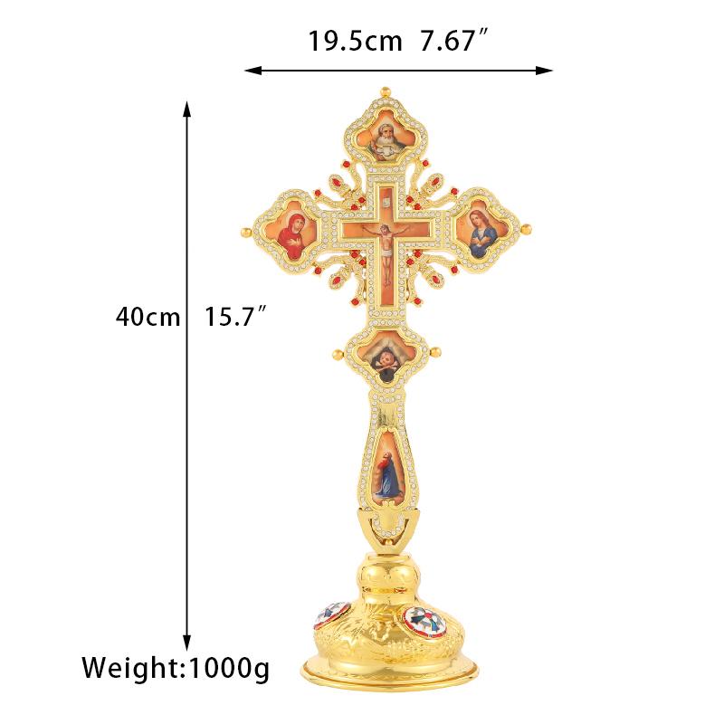Prodotto Ecclesiastico Placcato Oro Croce Sacra di Gesù con Maria Personaggio Religioso Immagine Presepe Regalo Religioso Decorazione Altare Ortodosso