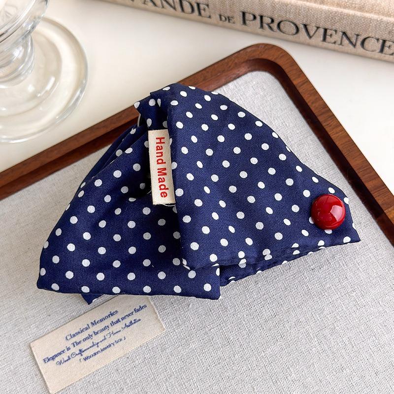 French Retro Fabric With Grab and Clip Wave Dot Plaid Denim Design Handmade Texture Elegant Braided Hair Shark Clip accessory