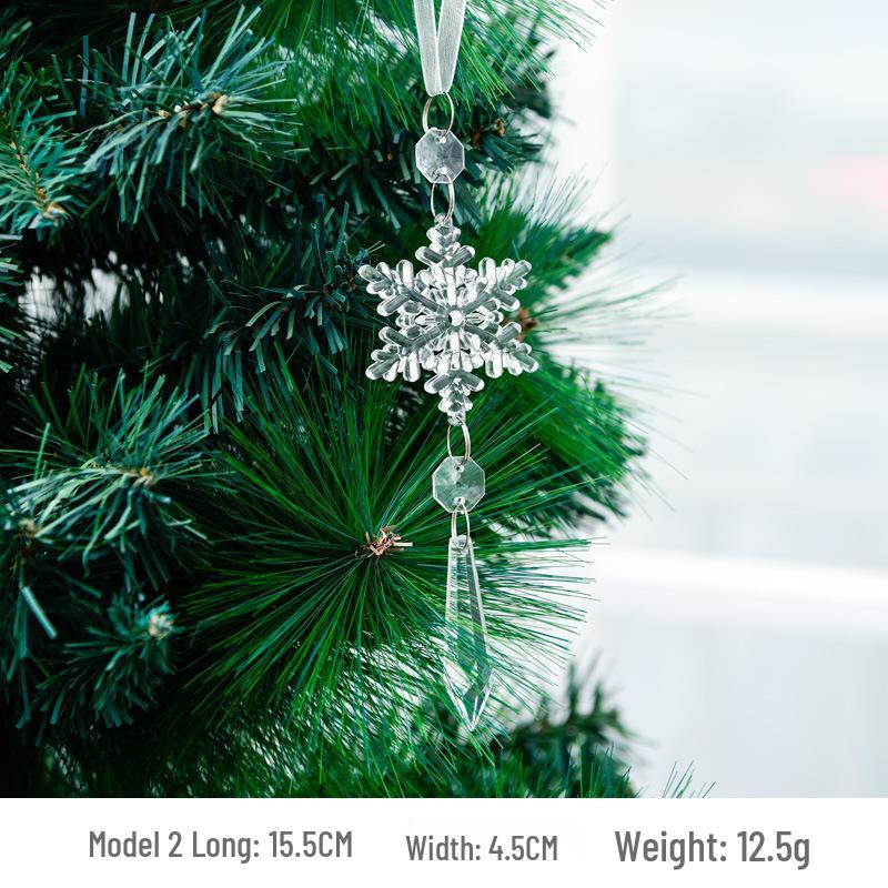 Transparent Acrylic Christmas Tree Ornaments: Elk & Snowflake Decorations