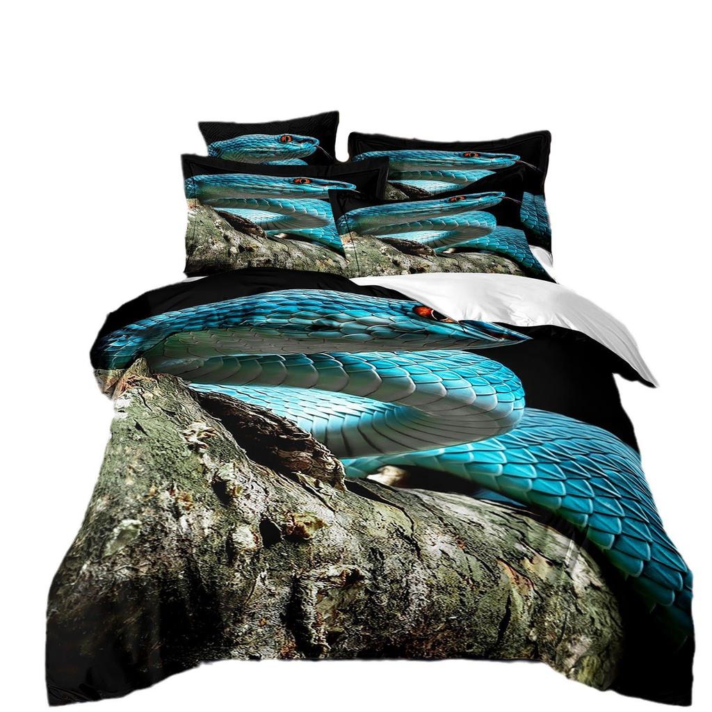 3D Digital Printing Bedding Three-Piece Set Animal Cobra Sheet Duvet Cover