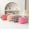 Striped Cosmetic Bag Large Capacity Travel Pouch Reusable Toiletry Pouch  Daily Use