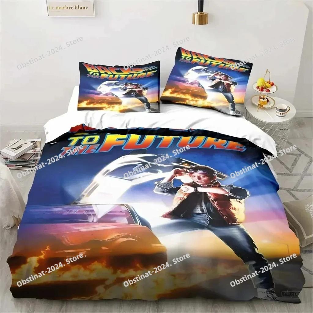Back To The Future Clasic Movie Retro Beding Set Printed With Pilowcase Soft Duvet Cover Soft Single Double Quen Super King-Sized Dimensionsd
