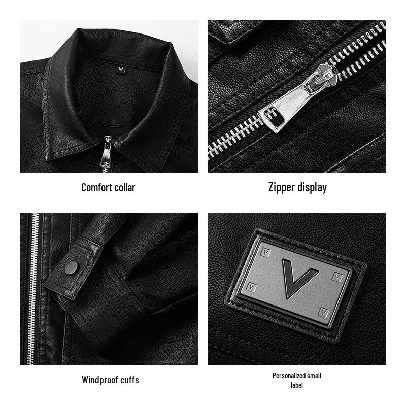 Men's Trendy Casual Faux Leather Motorcycle Jacket