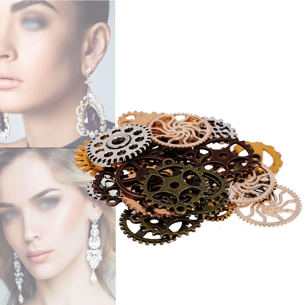 Assorted Antique Vintage Gear Charms Pendants for Jewelry DIY Accessories (Mixed Color)