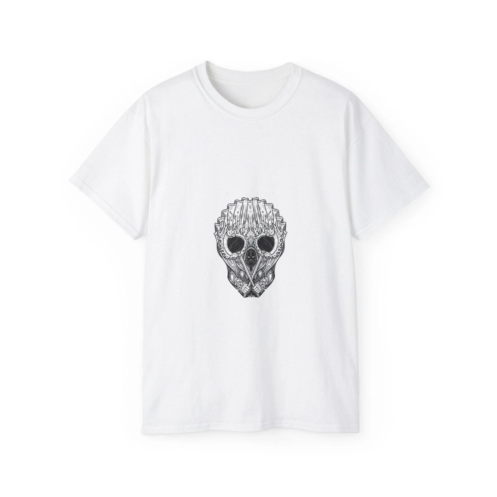 Skull Crane Demon Horns Stars Universe | Custom Graphic T-Shirt M