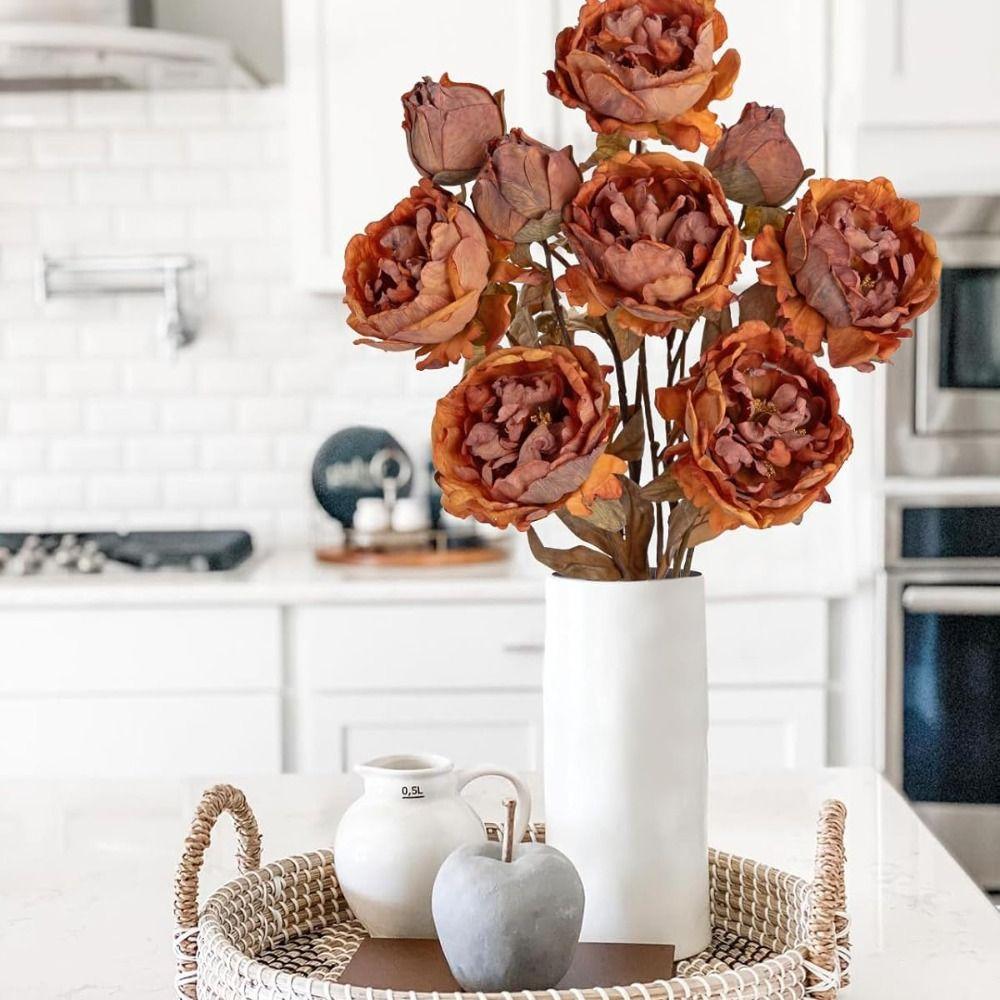 Lifelike 5 Flowers/Bundle Artificial Flowers Real Touch with Stems Fake Peony Floral Arrangements Fake Flower Bouquets Wedding