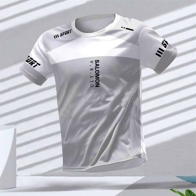 Herren 3D-Druck T-Shirt Outdoor Fitness Atmungsaktiv Schnelltrocknend Sport Kurzarm Rundhals Pullover Lässiges Oberteil