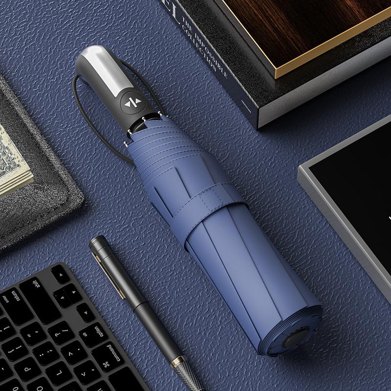 Double keel reinforced folding umbrella sun protection weather and rain dual-purpose business men's automatic umbrella custom logo advertising