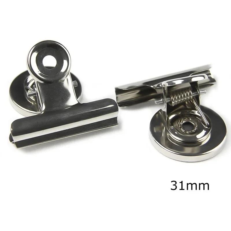 New 2Pcs Metal Round Fridge Magnetic Sticker Clips Fridge Wall Memo Note Message Binders Clamp Holder Whiteboard Magnet Colorful