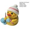 Funny Duck Figurine Small Resin Crocheting Duck Statue Collectible Tabletop Ornament for Desk Bookshelf Car Dashboard Decor