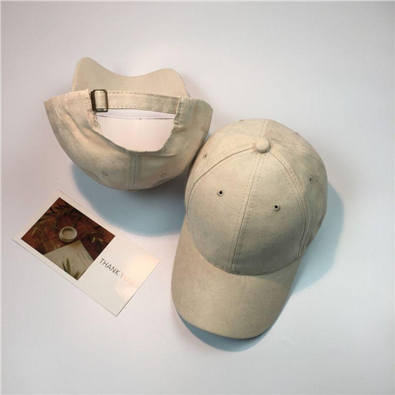 

K-style Suede Pure Color Light Board Baseball Cap Sunshade Peaked Cap Trendy Men and Women Cap Four Seasons Black A10201 Buckle Suede Baseball Cap Beige Adjustable