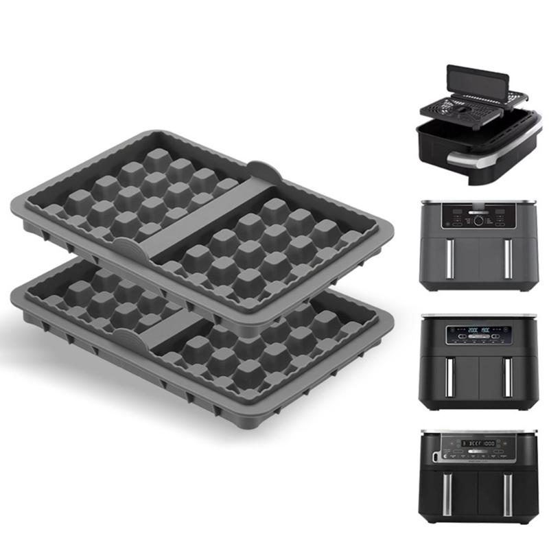 Set of 2 Silicone Waffle Molds Set Nonstick Baking Pan with Small Handle Silicone Baking Tray for Air Fryers and Oven
