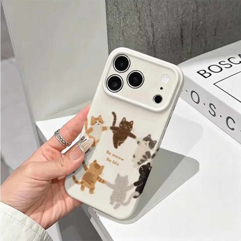 Purrfect Cat Circle No Meow No Life Adorable Graphic Art Film Aesthetic Protective Shockproof Bumper Case Cover For iPhone 13 14 15 16 17 Pro Max Plus