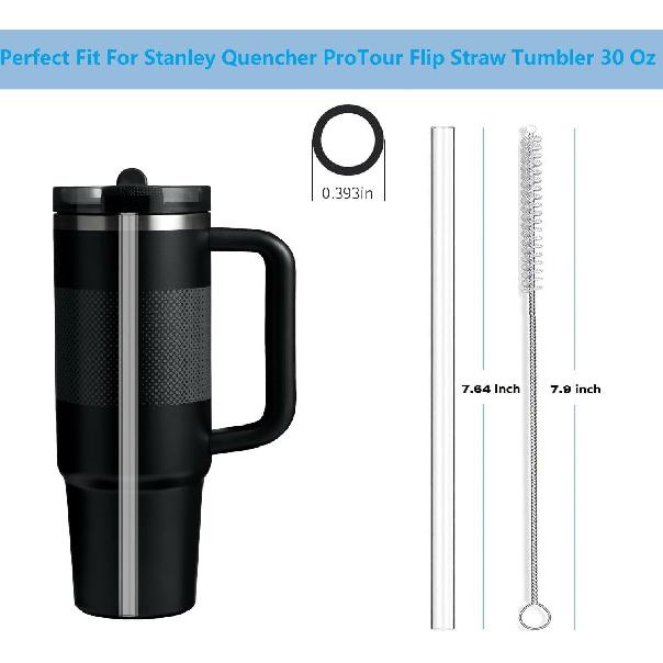 Replacement Straws Compatible with 30 Oz Stanley Quencher ProTour Flip Straw Tumbler with Leakproof Lid -Accessories Set Include 6 Tritan Straws and