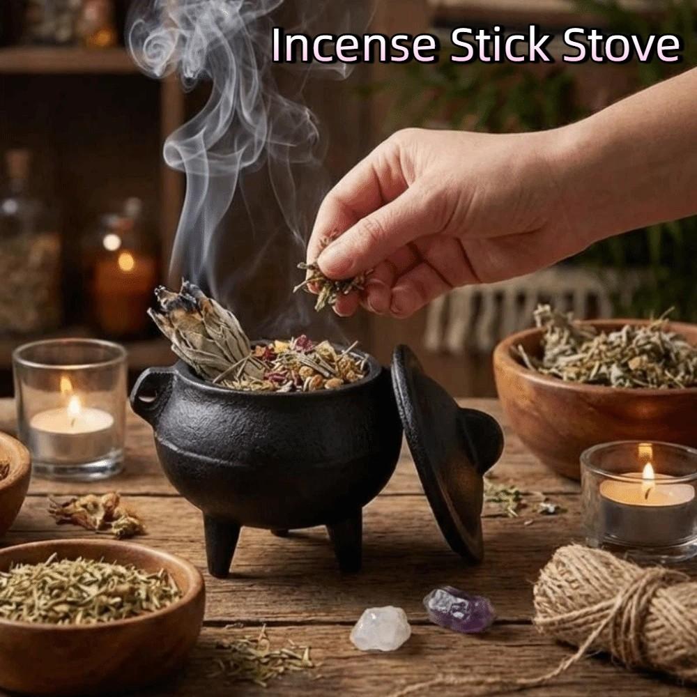 Desktop Decoration Retro Cast Iron Stove Small Decorative Censer Incense Stick Stove Stand Black Aromatherapy Stove Living Room