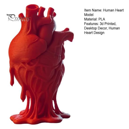 Dark Decor for Haunted House 3D Printed Human Heart Model, Anatomical Figurine, Decorative Sculpture Creative PLA with Dripping Blood Design