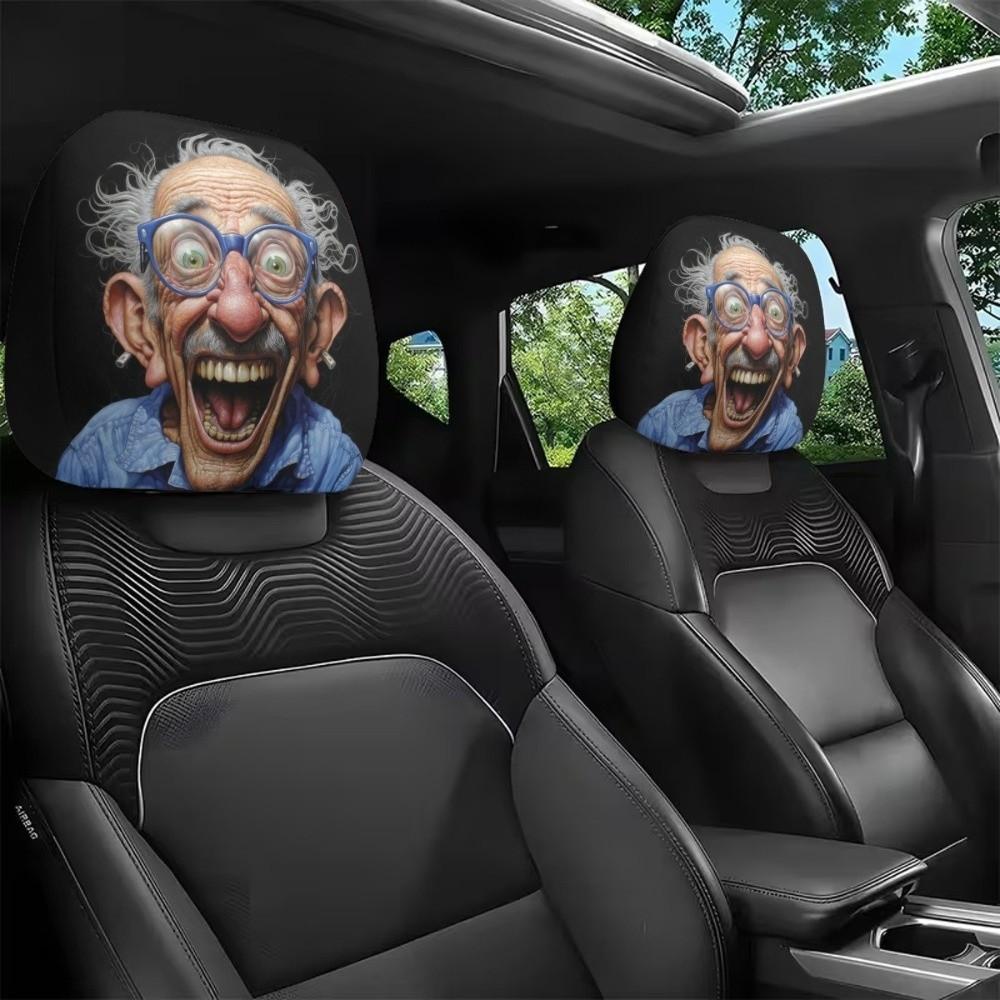 2PCS 2 Pcs Set Car Seat Headrest Protector 2D Printed Auto Head Rest Cover Car Interior Decoration