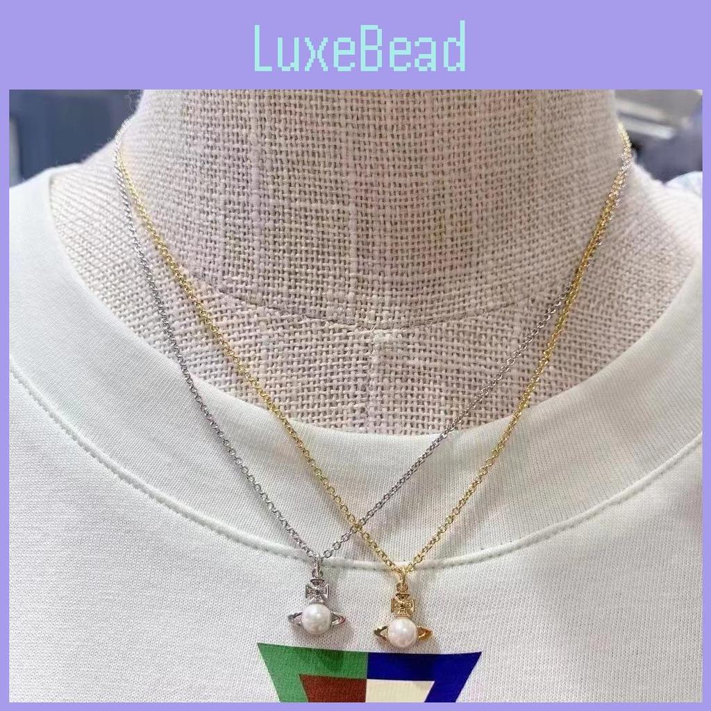 2023 New Arrival Copper Saturn Pearl Necklace For Women Classic And Versatile Planetary Chain