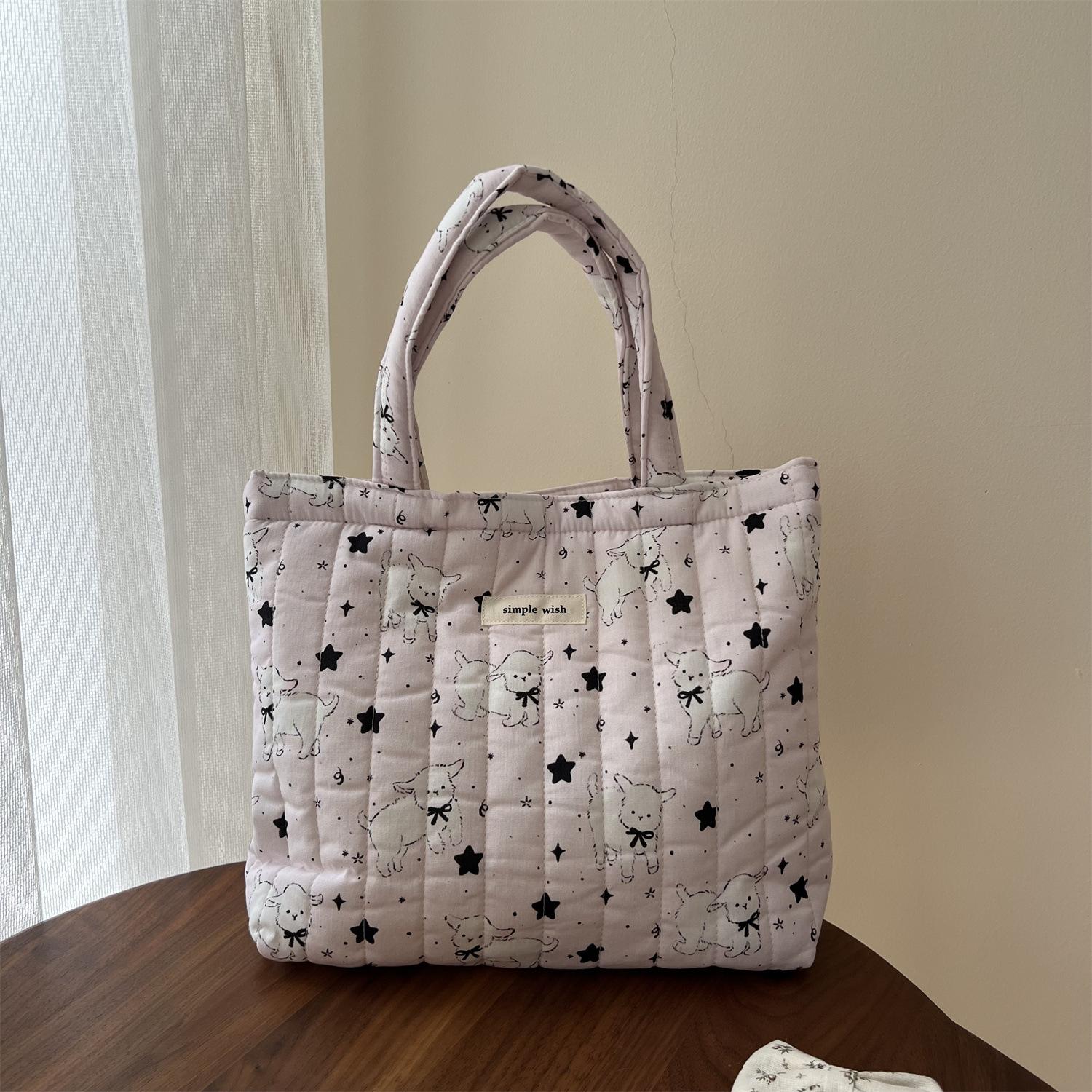 Cute cartoon animal print quilted portable small cloth bag thickened small cotton bag mommy bag