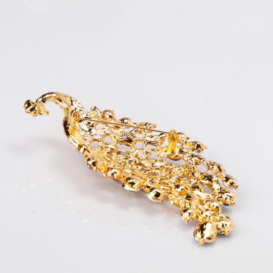 Peacock Brooch Shiny Rhinestone Bird Pershing Shapr Colorfl Anti-rust Exquisite Colorfast Scraf Clothes Pin
