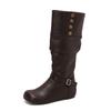 Women's Flat-bottomed Casual Boots Autumn and Winter New Inner Height Increase Solid Color Large Size Medium Boots