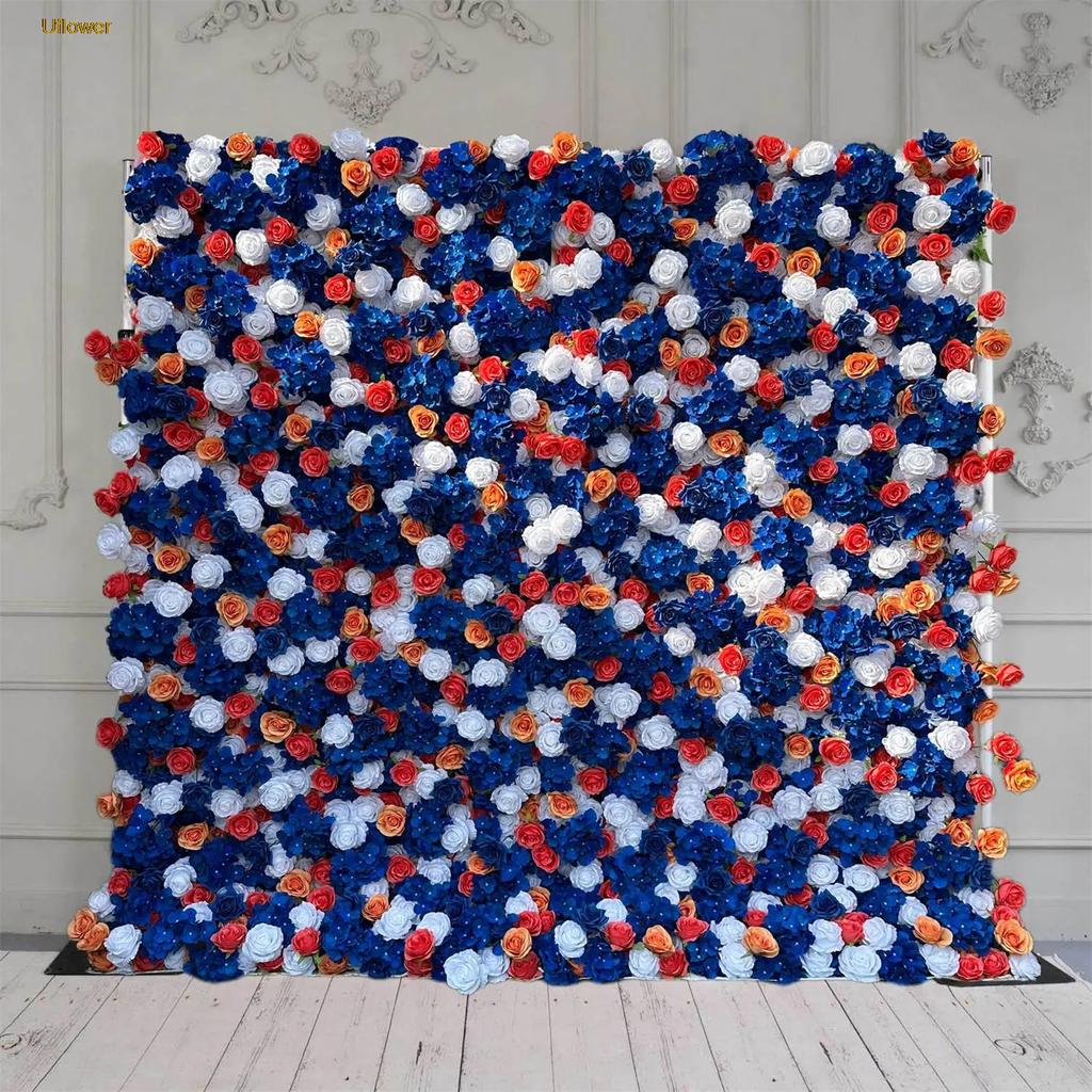 Uflower 5D White Pink Flower Wall Outdoor Wedding Backdrop Fabric Decorative Flowers Event Invitation Props Series