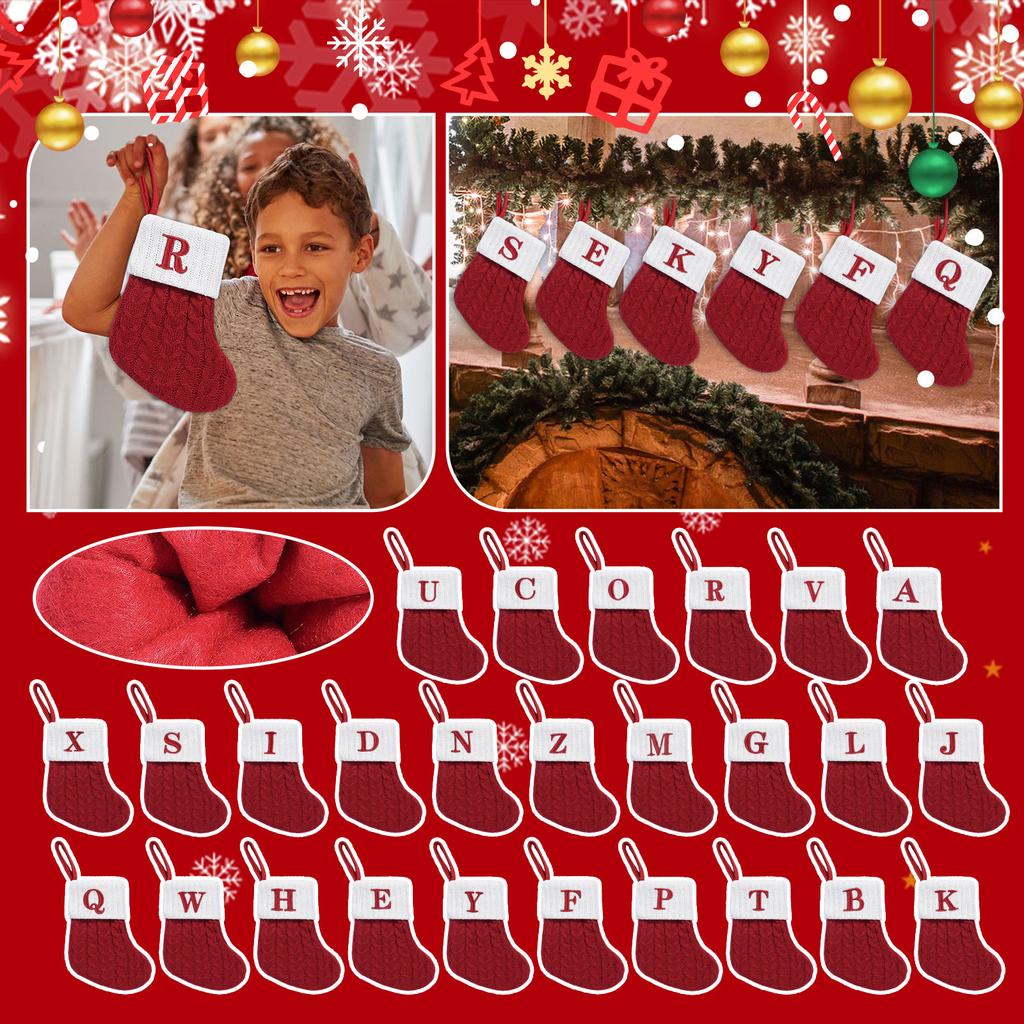 Christmas Exquisite Red Christmas Socks Letter Candy Bag Decoration Gift Bag Christmas Tree Decoration