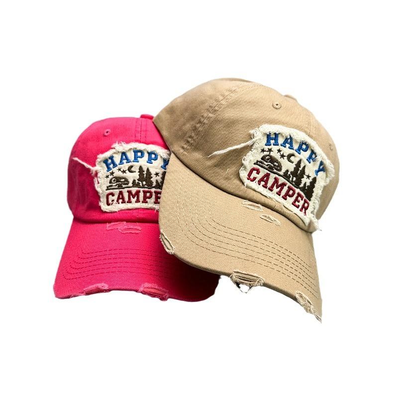 American Retro Letter Sticker Embroidered Baseball Cap Men'S And Women'S Sunshade Hole Wind Retro Cap
