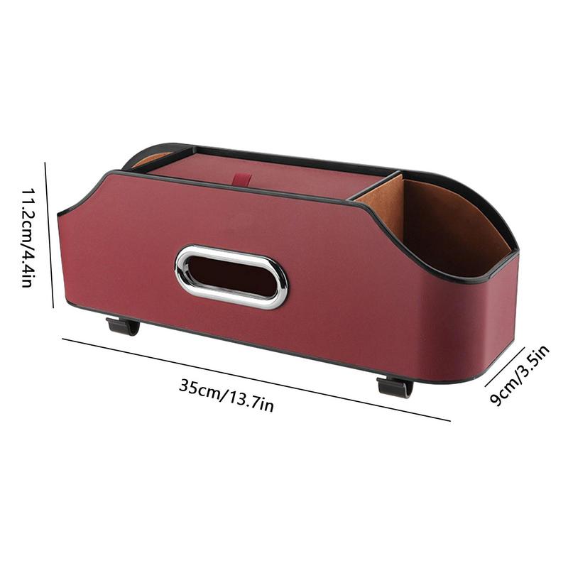Car Backseat Organizers Backseat PU Leather Tissue Box With 2 Cup Holder Seat Organizer With Hook Multifunctional Car