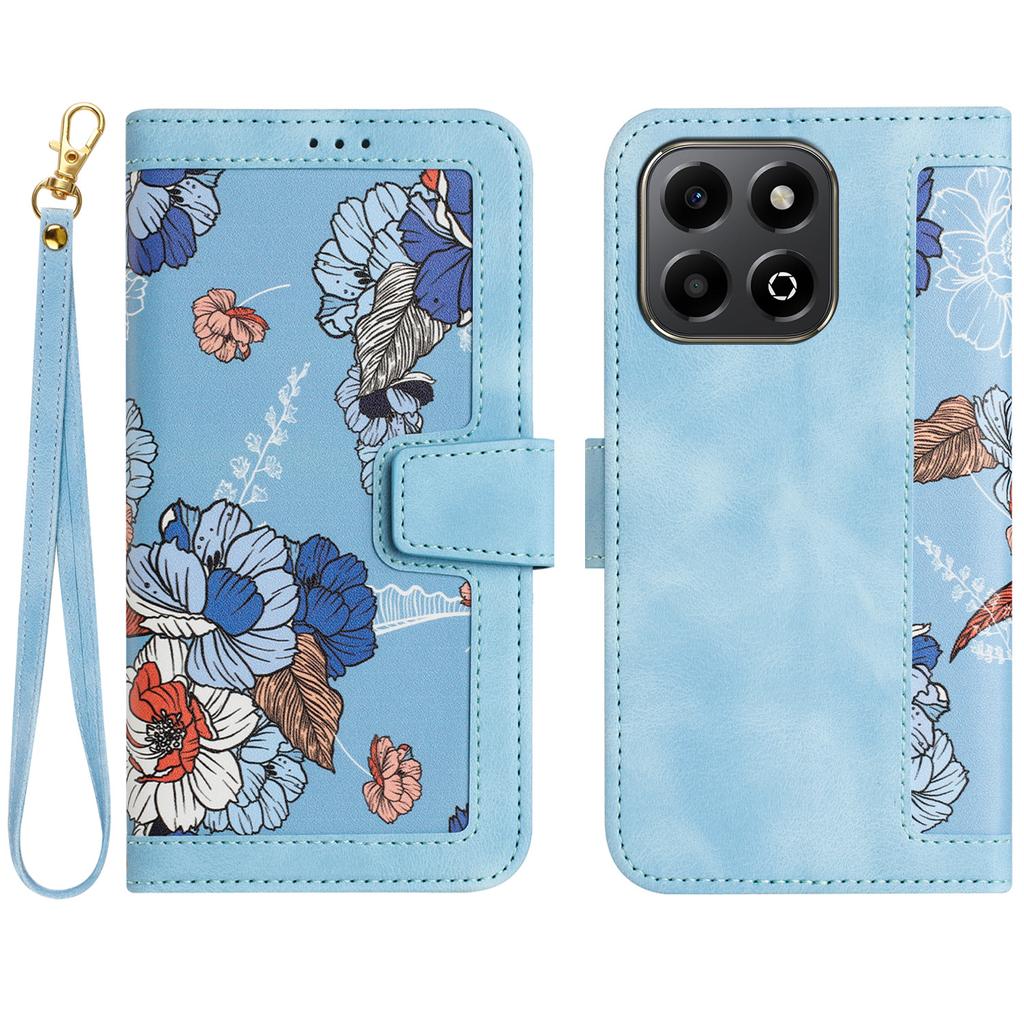 For Honor X6b 4G Case PU Leather Floral Phone Cover with Card Slots