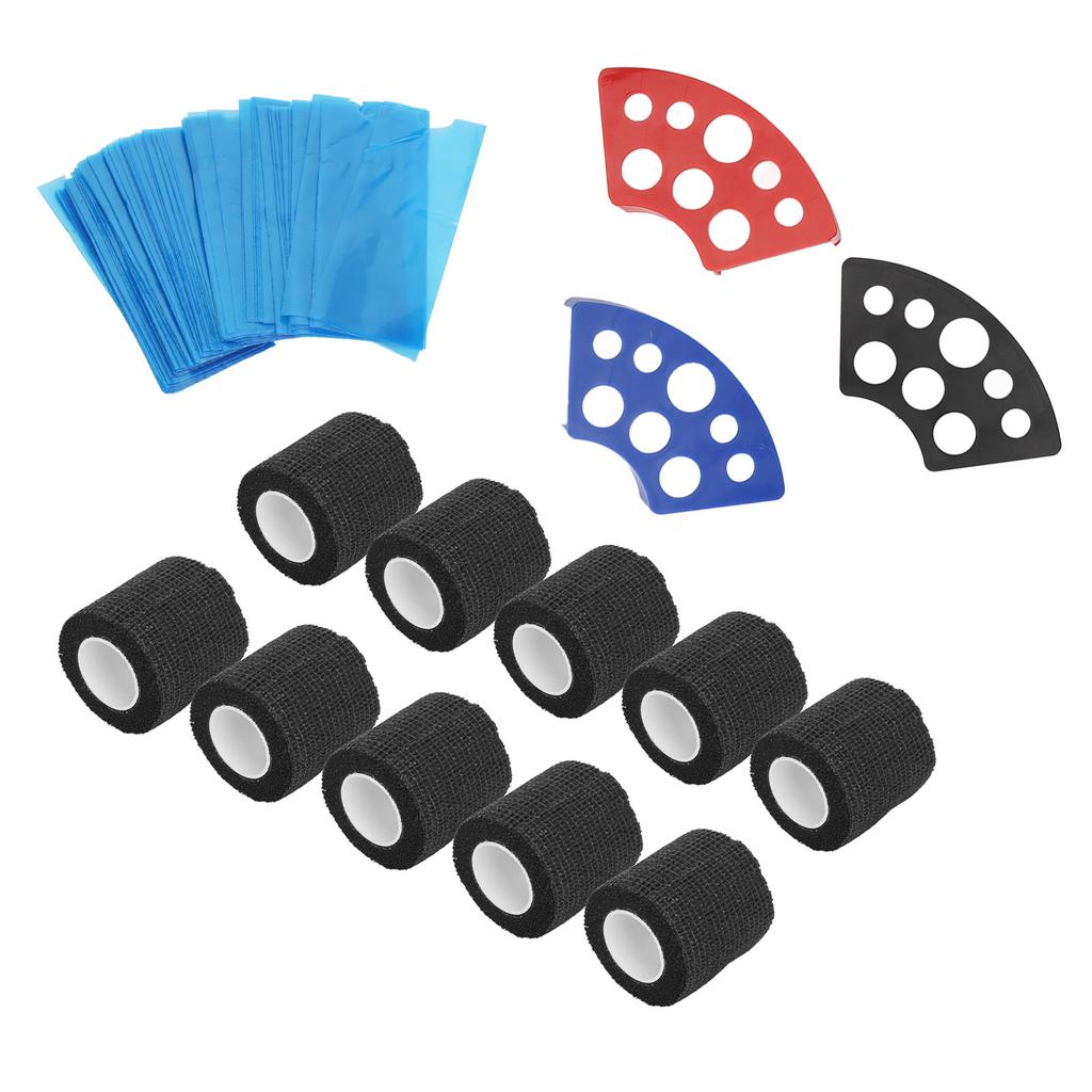 200pcs Blue Tattoo Pen Machine Covers with 10pcs Grip Tapes 3pcs Ink Cup Holder Stand Elastic Bandages Tattoo Supplies