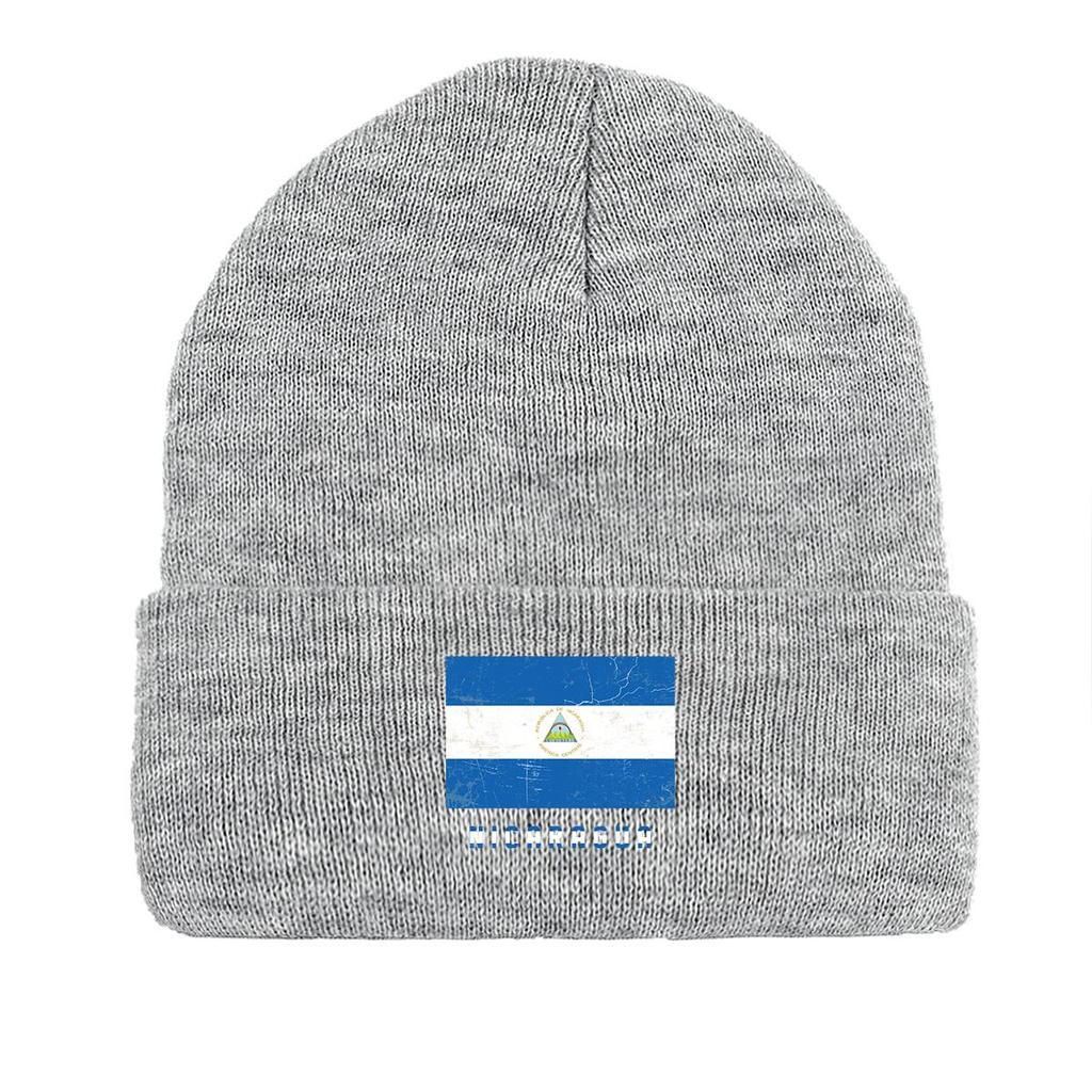 Nicaragua Flag Warm Knit Cap Beanie, Patriotic Man Cap Warm Stretchable Casual Bobble Hat Knitted Cap Beanie