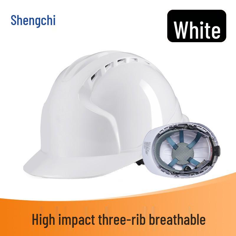 Shengchi Men's Anti-Smash Breathable Safety Helmet, Transparent Three-Ribbed, ABS Thickened for Construction Workers