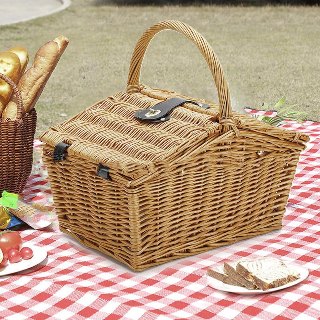 Cesto Tradizionale per Picnic Cesto portaoggetti in Vimini Fatto a Mano Cesto da Viaggio Campeggio Essenziale per Picnic Familiari