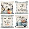 Hello Fall  Pumpkins Throw Pillow Covers Pattern Cushion Cover Suitable For Sofa Bedroom Car Pillow Cover