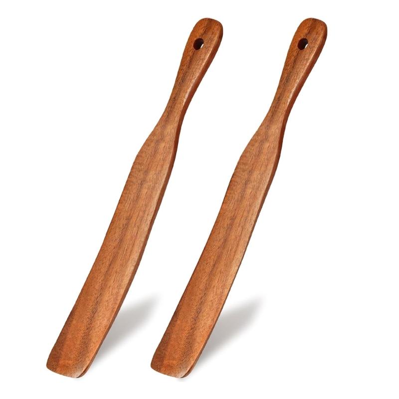 2 Piece Wood Stirring Utensils Heat Resistant Kitchen Tool Curved Handle for Sourdough Starter and Dough Preparation 1