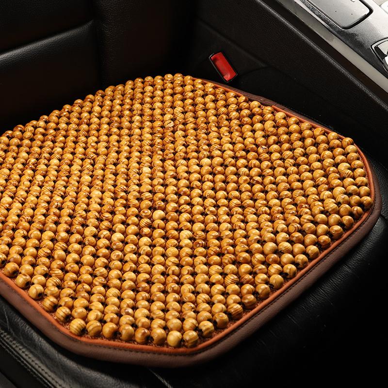 Cuscino per Sedile Auto Massaggiante in Perline di Legno Naturale Fatto a Mano – Bordi in Pelle, Fondo Antiscivolo, Traspirante e Confortevole