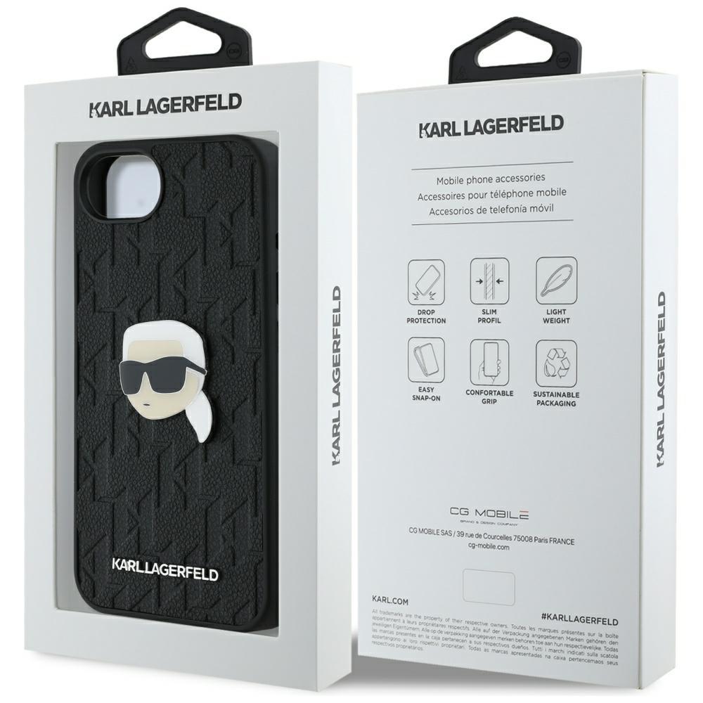 Karl Lagerfeld Monogram Karl Head Pin Case for iPhone 16e / 17e Black