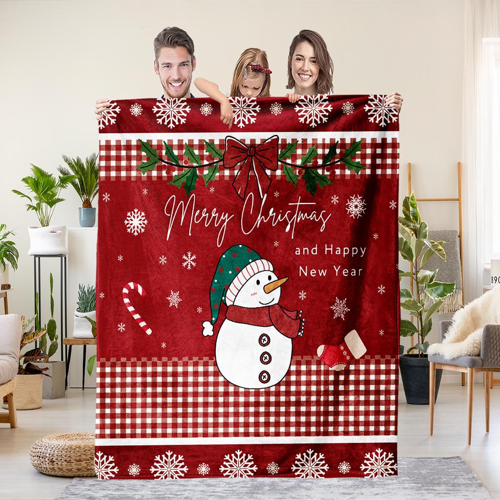 Christmas Cartoon Series Printed Blanket for Sofa Travel Camping Living Room Office Conditioning Blanket for All Seasons Gifts