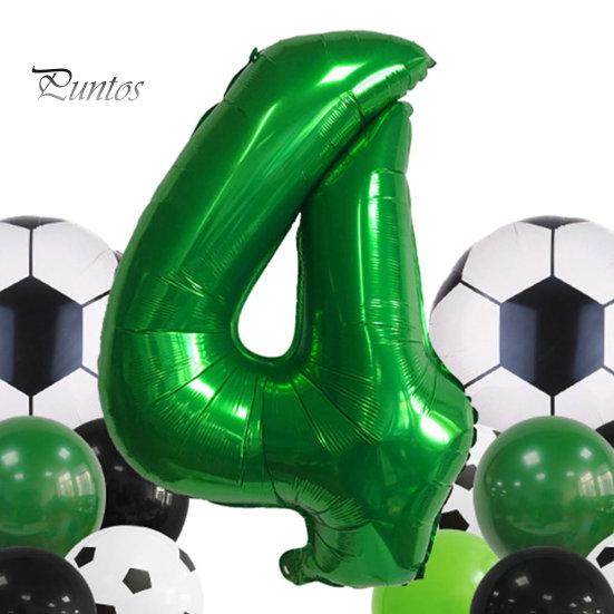 1 Set Balloon Set Soccer Number Shape Leakproof Contrast Color Sport Fans Baby Birthday Party Decoration Arch Balloon Photo