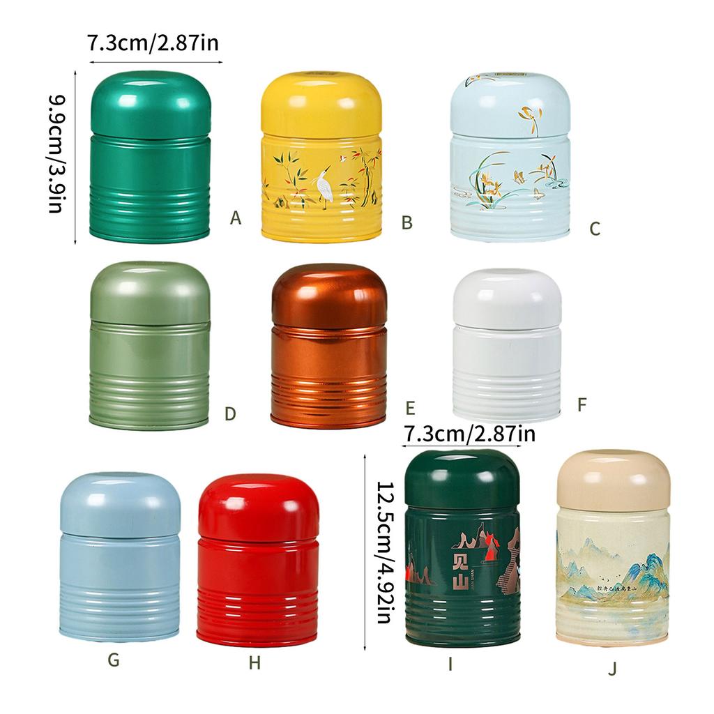 Round Tea Box Compact Tea Container Convenient Tea Storage Box Tinplate Tea Canister Tea Storage Jar for Various Teas