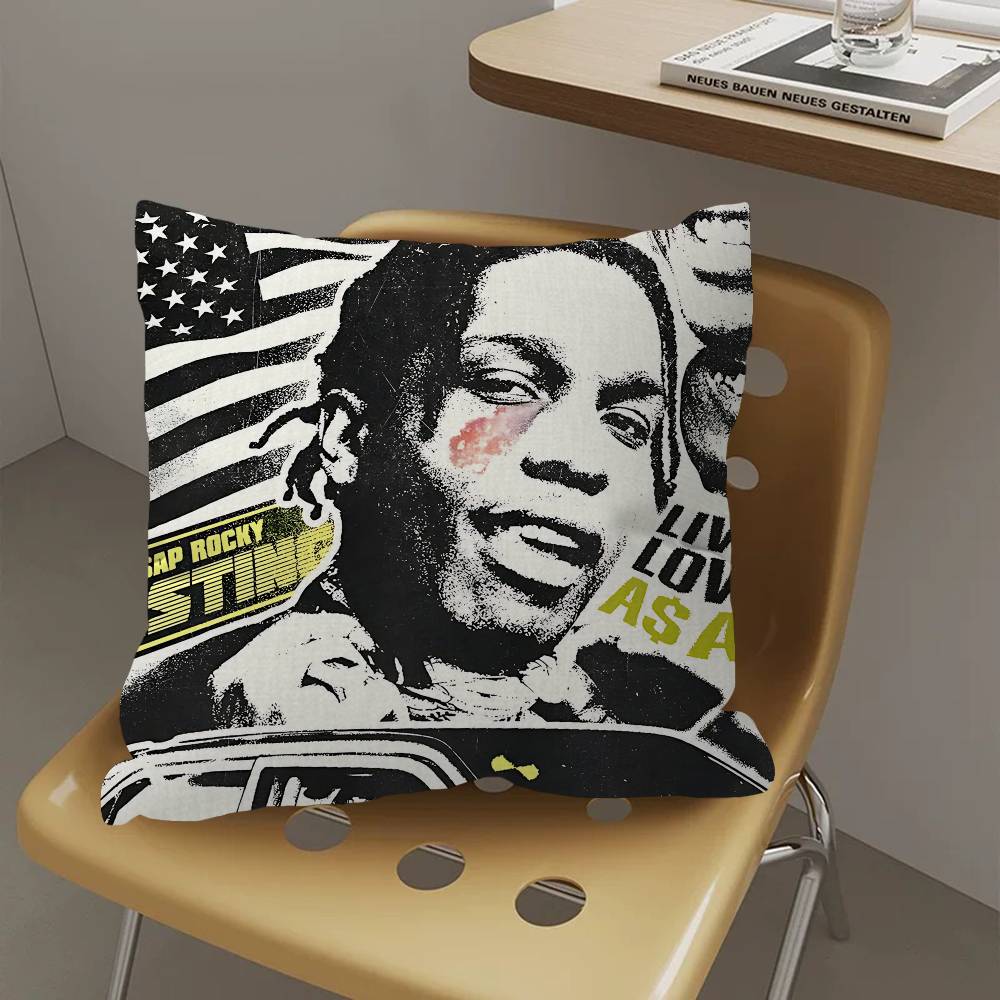 Rapper A-ASAP R-Rocky Pillow Covers Cartoon Sofa Decorative Home Double-sided Printing Short Plush Cute Cushion Cover