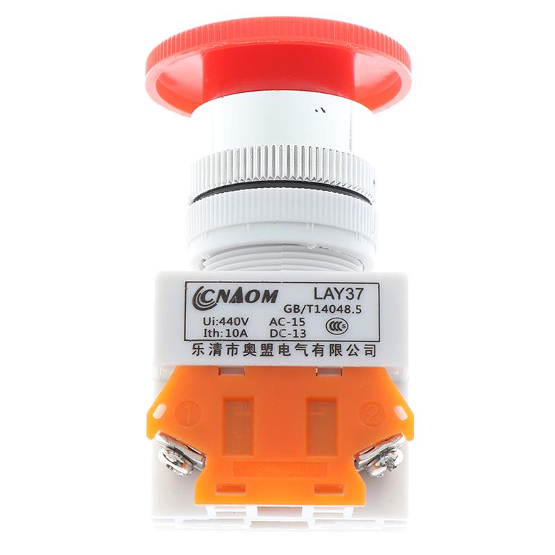 1Pc Red Mushroom Cap Normally Closed Emergency Stop Push Switch Button 10A Lay37