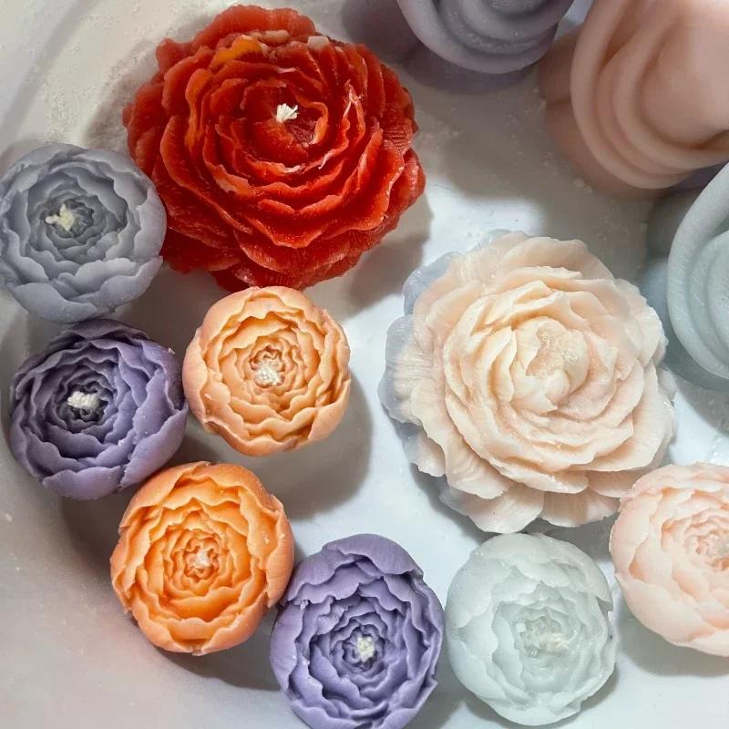 Peony Silicone Candle Mold Aroma Plaster Soap Resin Flower Mould Birthday Holiday Gift Wedding Souvenir Home Decoration