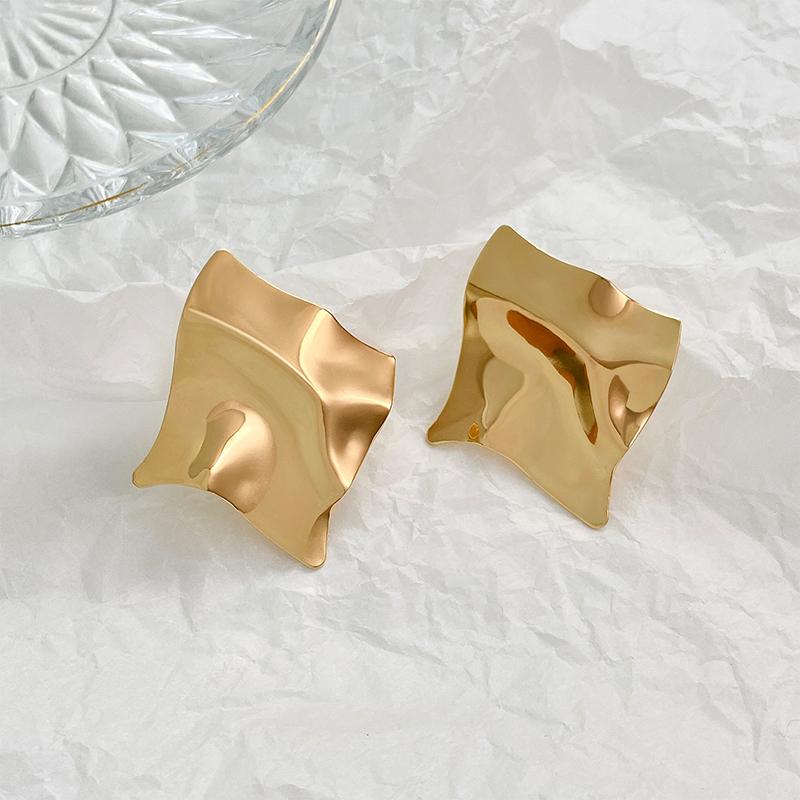 Trendy Metal Irregular Geometric Stud Earrings For Women Statement Vintage Exaggerated Gold Silver Color Jewelry Earrings Gift